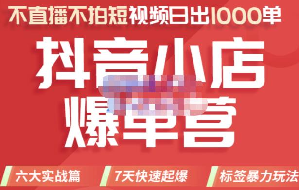 推易电商·2022年抖音小店爆单营,不直播、不拍短视频、日出1000单,暴力玩法