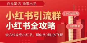 价值980元的《小红书运营和引流课》，日引100高质量粉-墨痕微课