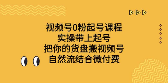 视频号0粉起号课程 实操带上起号 把你的货盘搬视频号 自然流结合微付费-墨痕微课