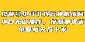 视频号小红书抖音挂机项目,小白无脑操作,按照要求来,单号每天几十米-墨痕微课