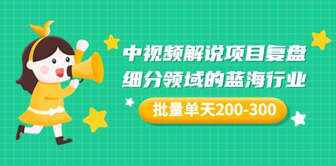 某付费文章:中视频解说项目复盘:细分领域的蓝海行业 批量单天200-300收益-墨痕微课