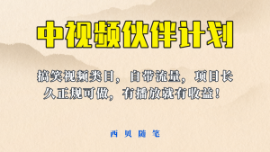 中视频伙伴计划玩法!长久正规稳定,有播放就有收益!搞笑类目自带流量-墨痕微课