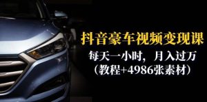 抖音豪车视频变现分享课：每天一小时，月入过万（教程 4986张素材）-墨痕微课