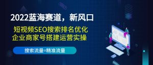 2022蓝海赛道,新风口:短视频SEO搜索排名优化 企业商家号搭建运营实操-墨痕微课