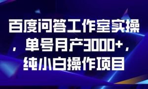 百度问答工作室实操,单号月产3000 ,纯小白操作项目【揭秘】-墨痕微课