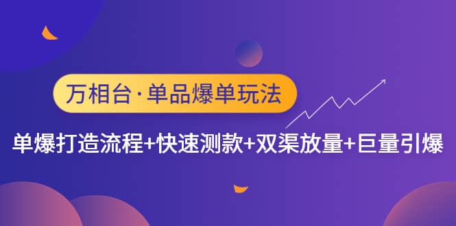 万相台·单品爆单玩法,单爆打造流程 快速测款 双渠放量 巨量引爆-墨痕微课
