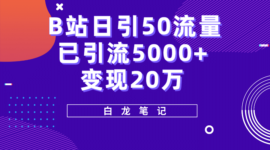 B站日引50 流量,实战已引流5000 变现20万,超级实操课程-墨痕微课