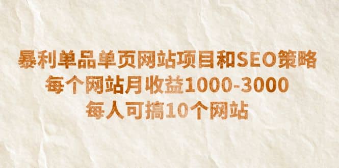 暴利单品单页网站项目和SEO策略 每个网站月收益1000-3000 每人可搞10个-墨痕微课