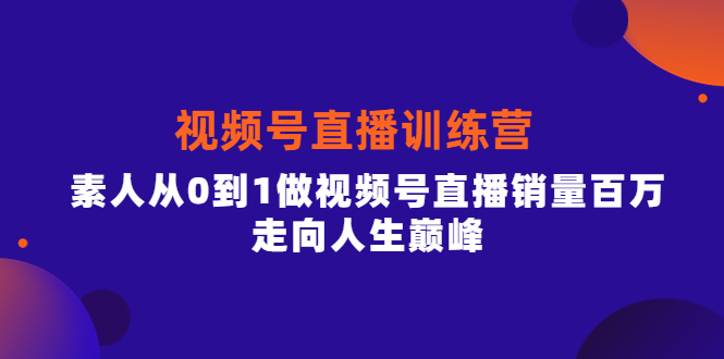 视频号直播训练营,素人从0到1做视频号直播销量百万,走向人生巅峰-墨痕微课