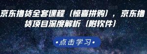 京东撸货全套课程(惊喜拼购),京东撸货项目深度解析(附软件)-墨痕微课
