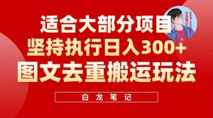 【白龙笔记】图文去重搬运玩法，坚持执行日入300 ，适合大部分项目（附带去重参数）-墨痕微课