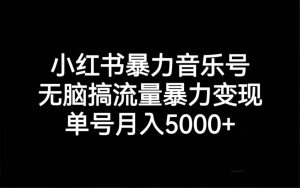 小红书暴力音乐号,无脑搞流量暴力变现,单号月入5000-墨痕微课