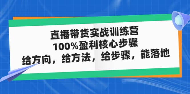 直播带货实战训练营:100%盈利核心步骤,给方向,给方法,给步骤,能落地-墨痕微课