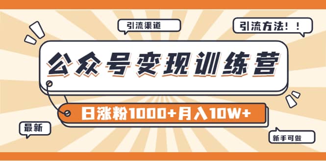 【某公众号变现营第二期】0成本日涨粉1000 让你月赚10W (8月24号更新)-墨痕微课