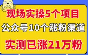 现场实操5个公众号项目,10个涨粉渠道,实测已涨21万粉!-墨痕微课