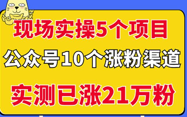 现场实操5个公众号项目,10个涨粉渠道,实测已涨21万粉!-墨痕微课
