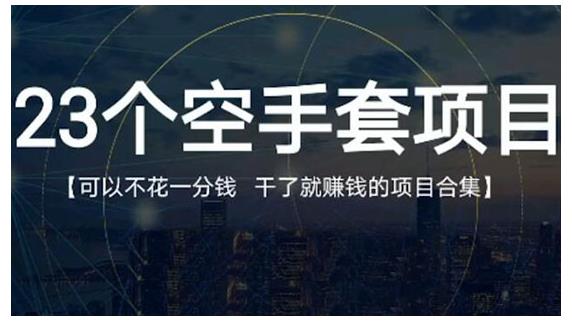23个空手套项目大合集,0成本0投入,干了就赚钱纯空手套生意经-墨痕微课