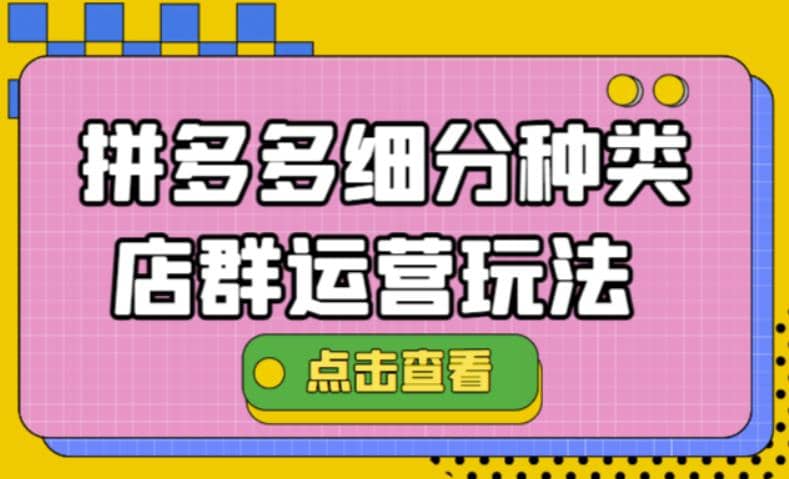 拼多多细分种类店群运营玩法3.0,11月最新玩法,小白也可以操作-墨痕微课