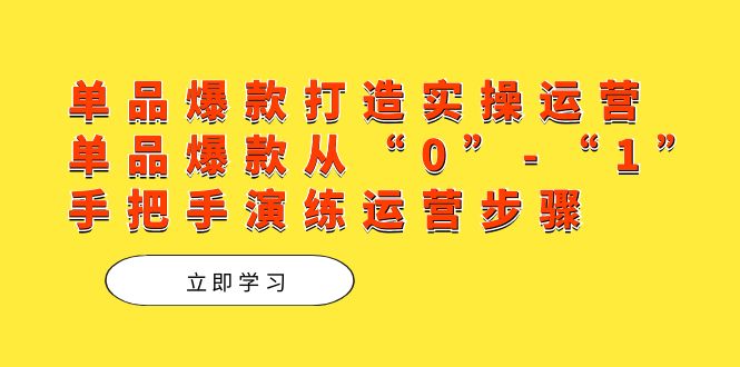 单品爆款打造实操运营,单品爆款从“0”-“1”手把手演练运营步骤-墨痕微课