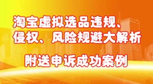 淘宝虚拟选品违规、侵权、风险规避大解析,附送申诉成功案例!-墨痕微课