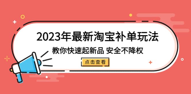 2023年最新淘宝补单玩法,教你快速起·新品,安全·不降权(18课时)-墨痕微课