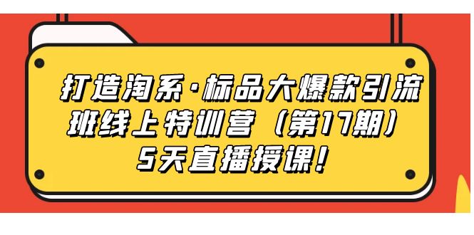 打造淘系·标品大爆款引流班线上特训营5天直播授课!-墨痕微课