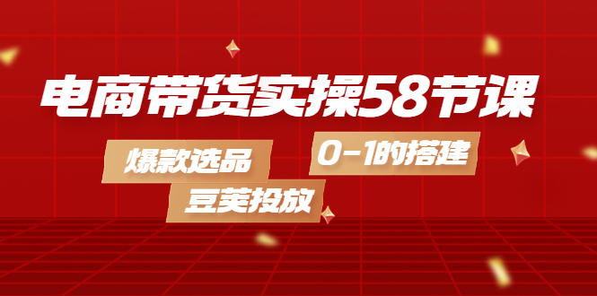 电商带货实操58节课，爆款选品，豆荚投放，0-1的搭建-墨痕微课