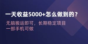 一天收益5000 怎么做到的？无脑搬运即可，长期稳定项目，一部手机可做-墨痕微课