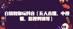 白狼教你玩抖音(无人直播、中视频、影视剪辑等)-墨痕微课