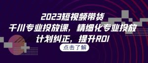 2023短视频带货-千川专业投放课,精细化专业投放,计划纠正,提升ROI-墨痕微课