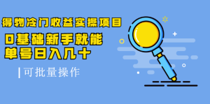 得物冷门收益实操项目教程,0基础新手就能单号日入几十,可批量操作【视频课程】-墨痕微课