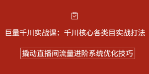 巨量千川实战系列课:千川核心各类目实战打法,撬动直播间流量进阶系统优化技巧-墨痕微课