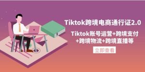 Tiktok跨境电商通行证2.0,Tiktok账号运营 跨境支付 跨境物流 跨境直播等-墨痕微课