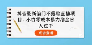 抖音最新偏门不露脸直播项目,小白零成本暴力撸金日入1000-墨痕微课