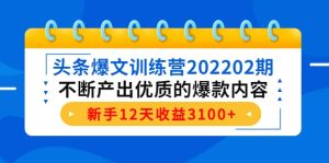 头条爆文训练营202202期,不断产出优质的爆款内容-墨痕微课