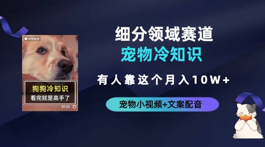 不起眼的抖音细分赛道-宠物冷知识,一段宠物视频配文案,有人靠这个月入10w-墨痕微课