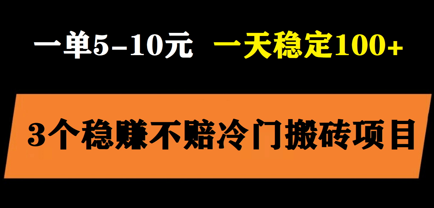 3个最新稳定的冷门搬砖项目，小白无脑照抄当日变现日入过百-墨痕微课