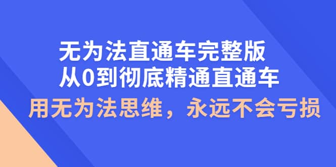 无为法直通车完整版:从0到彻底精通直通车,用无为法思维,永远不会亏损-墨痕微课