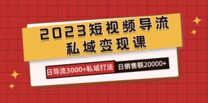 2023短视频导流·私域变现课,日导流3000 私域打法  日销售额2w-墨痕微课