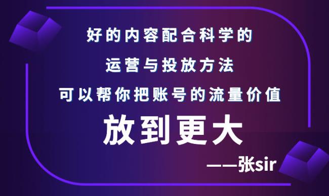 张sir账号流量增长课,告别海王流量,让你的流量更精准-墨痕微课