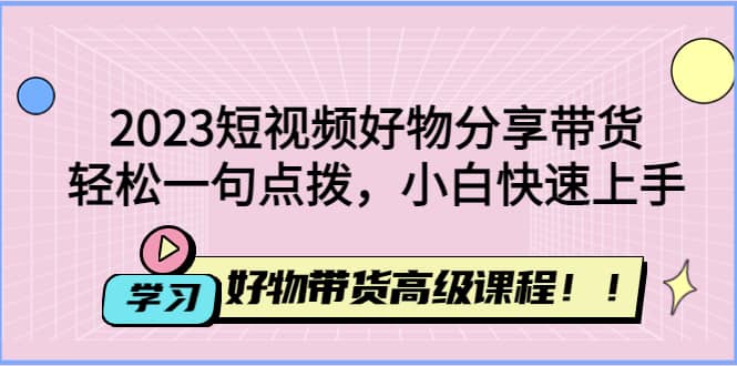 2023短视频好物分享带货,好物带货高级课程,轻松一句点拨,小白快速上手-墨痕微课