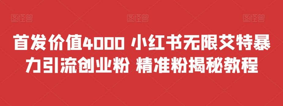 首发价值4000 小红书无限艾特暴力引流创业粉 精准粉揭秘教程-墨痕微课