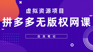 拼多多无版权网课项目,月入5000的长期项目,玩法详细拆解-墨痕微课