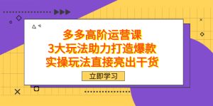 拼多多高阶·运营课,3大玩法助力打造爆款,实操玩法直接亮出干货-墨痕微课