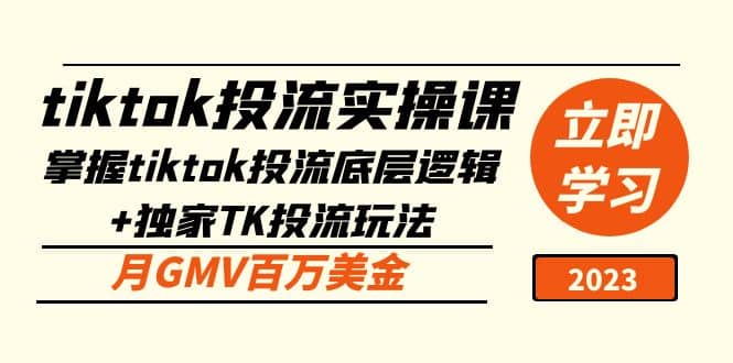 tiktok投流实操课:掌握tiktok投流底层逻辑 独家TK投流玩法-墨痕微课