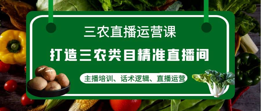 三农直播运营课:打造三农类目精准直播间,主播培训、话术逻辑、直播运营-墨痕微课