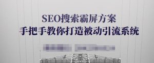 SEO搜索霸屏方案,手把手教你打造被动引流系统【视频课程】-墨痕微课