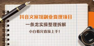 抖音文案馆副业变现项目,一条龙实操整理拆解,小白看完直接上手-墨痕微课