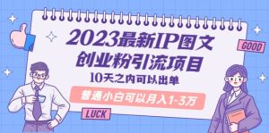 2023最新IP图文创业粉引流项目，10天之内可以出单 普通小白可以月入1-3万-墨痕微课