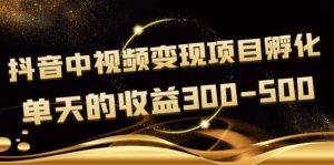 黄岛主《抖音中视频变现项目孵化》单天的收益300-500 操作简单粗暴-墨痕微课